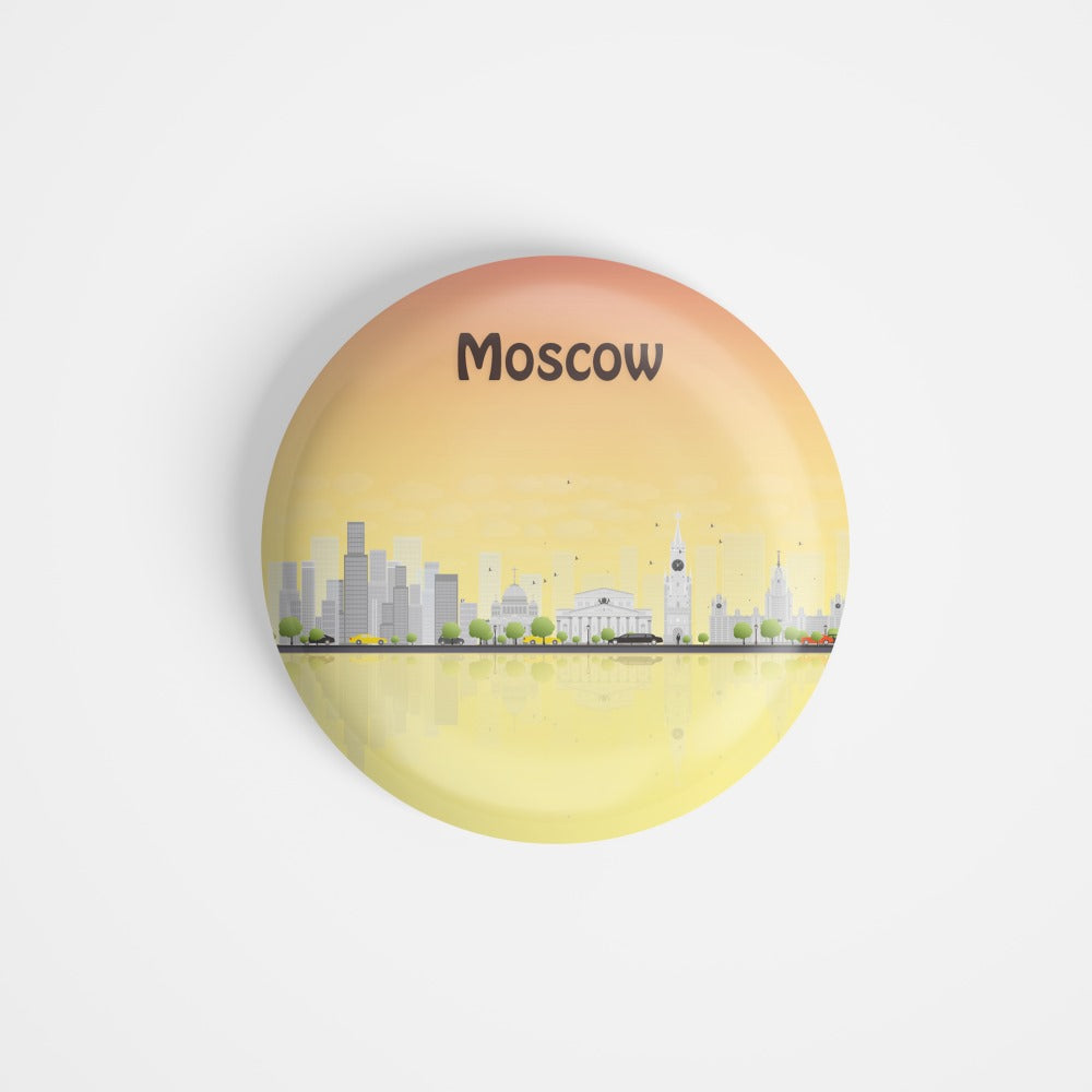 dhcrafts Round Fridge Magnet Multicolour Places Moscow Capital Of Western Russia Glossy Finish Design Pack of 1 (58 mm)